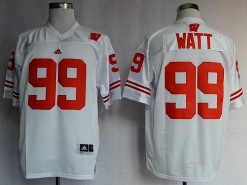 Badgers #99 J.J. Watt White Stitched NCAA Jersey