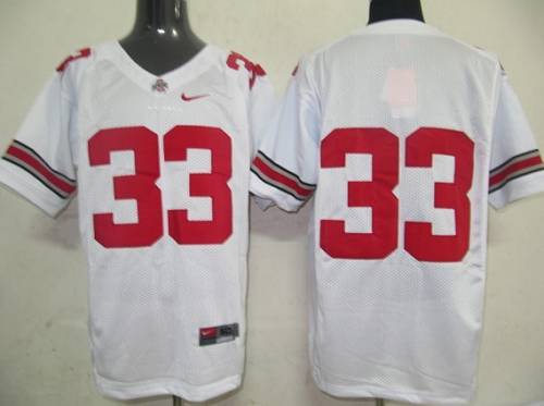 Buckeyes #33 White Stitched NCAA Jersey