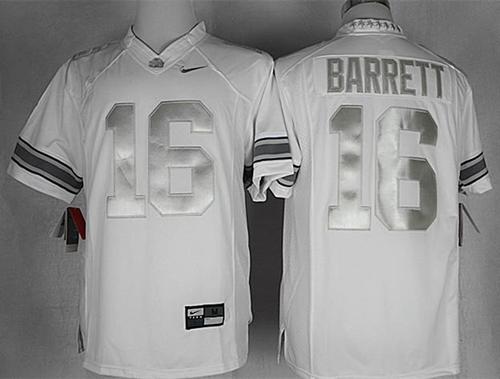 Buckeyes #16 J. T. Barrett White Limited Platinum Stitched NCAA Jersey