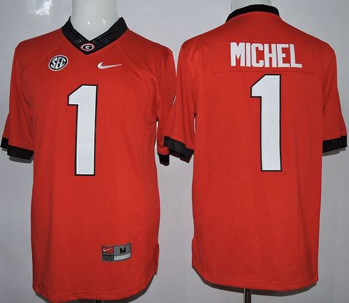 Bulldogs #1 Sony Michel Red Limited Stitched NCAA Jersey