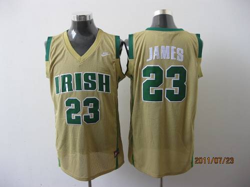 Fighting Irish #23 Lebron James Earth Yellow Basketball Stitched NCAA Jersey