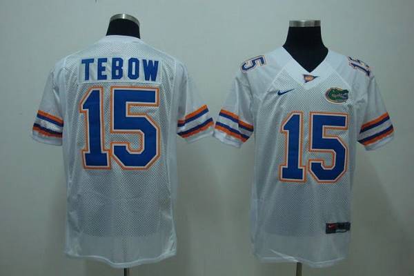 Gators #15 Tim Tebow White Stitched NCAA Jersey