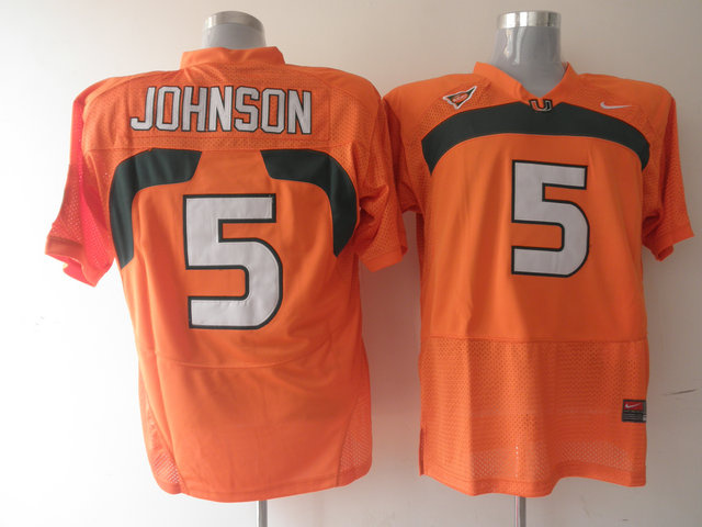 Hurricanes #5 Andre Johnson Orange Stitched NCAA Jerseys