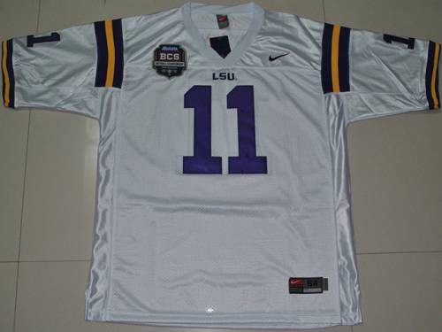 LSU Tigers #11 Spencer Ware White 2012 BCS Championship Patch Stitched NCAA Jersey