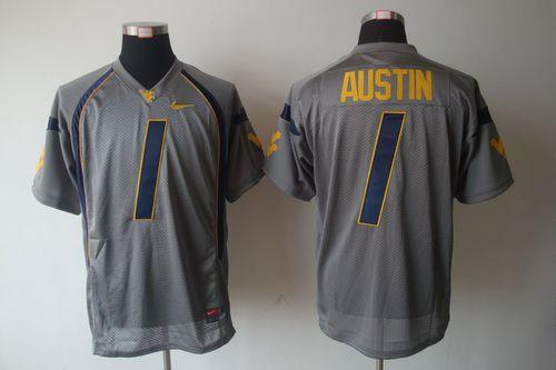 Mountaineers #1 Tavon Austin Grey Stitched NCAA Jersey