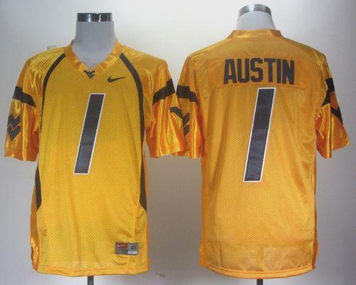 Mountaineers #1 Tavon Austin Gold Stitched NCAA Jersey