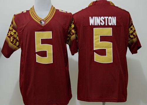 Seminoles #5 Jameis Winston Red Stitched NCAA Limited Jersey