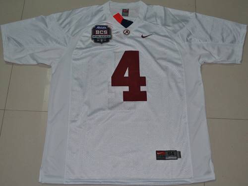 Crimson Tide #4 Marquis Maze White 2012 BCS Championship Patch Stitched NCAA Jersey