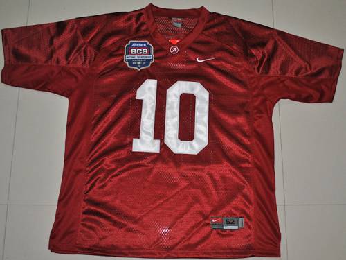 Crimson Tide #10 AJ McCarron Red 2012 BCS Championship Patch Stitched NCAA Jersey