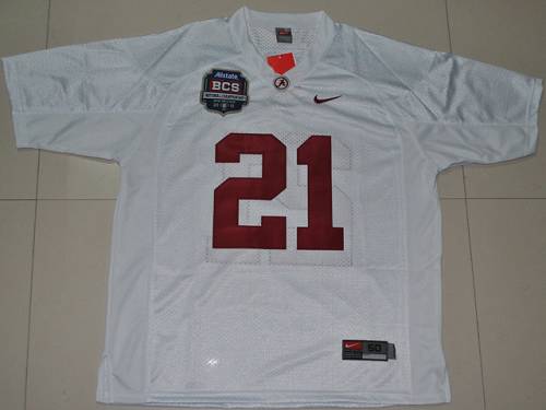 Crimson Tide #21 Dre Kirkpatrick White 2012 BCS Championship Patch Stitched NCAA Jersey