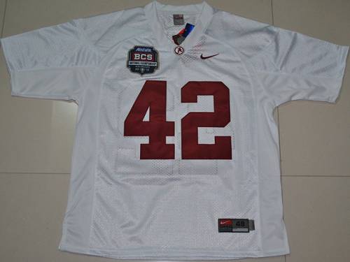 Crimson Tide #42 Eddie Lacy White 2012 BCS Championship Patch Stitched NCAA Jersey