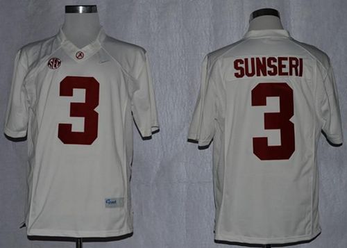 Crimson Tide #3 Vinnie Sunseri White Limited Stitched NCAA Jersey