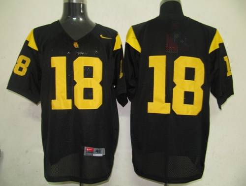 Trojans #18 Black Stitched NCAA Jersey