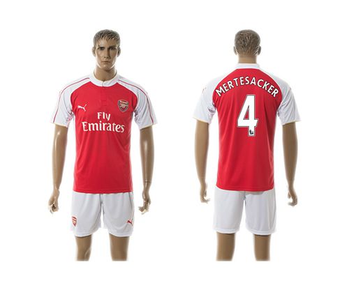 Arsenal #4 Mertesacker Red Soccer Club Jersey