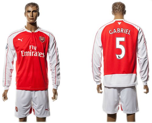 Arsenal #5 Gabriel Red Home Long Sleeves Soccer Club Jersey