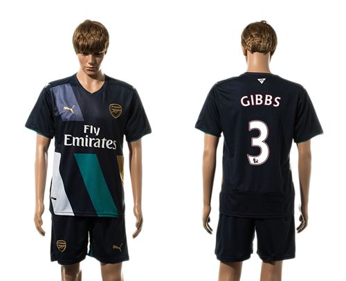 Arsenal #3 Gibbs Dark Blue Soccer Club Jersey