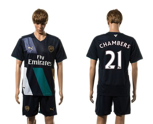 Arsenal #21 Chambers Dark Blue Soccer Club Jersey