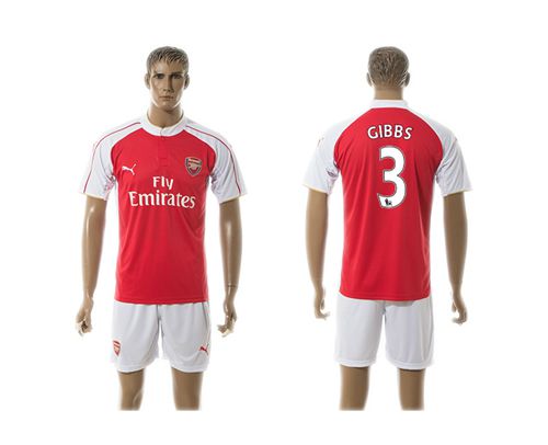 Arsenal #3 Gibbs Red Soccer Club Jersey