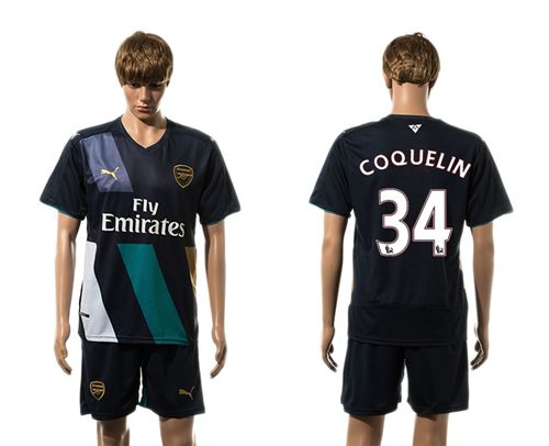 Arsenal #34 Coquelin Dark Blue Soccer Club Jersey