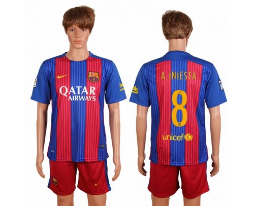 Barcelona #8 A.Iniesta Home Soccer Club Jersey