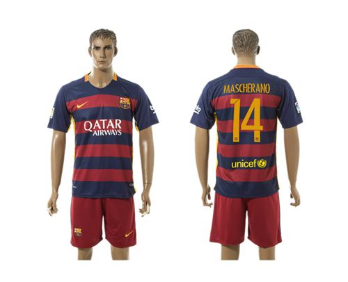 Barcelona #14 Mascherano Home Soccer Club Jersey