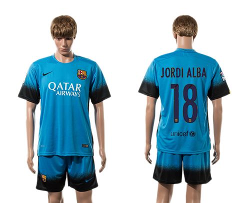 Barcelona #18 Jordi Alba Sec Away Soccer Club Jersey