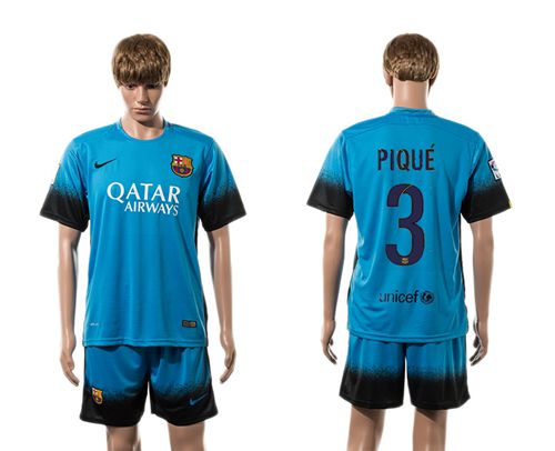 Barcelona #3 Pique Sec Away Soccer Club Jersey