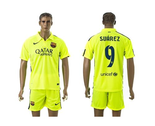 Barcelona #9 Suarez Away Soccer Club Jersey