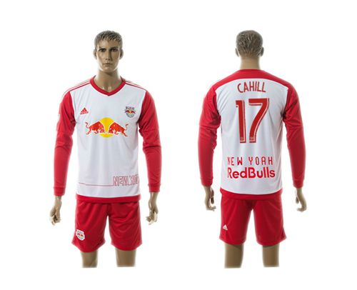 Red Bull #17 Cahill Home Long Sleeves Soccer Club Jersey