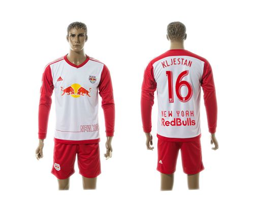 Red Bull #16 Kljestan Home Long Sleeves Soccer Club Jersey