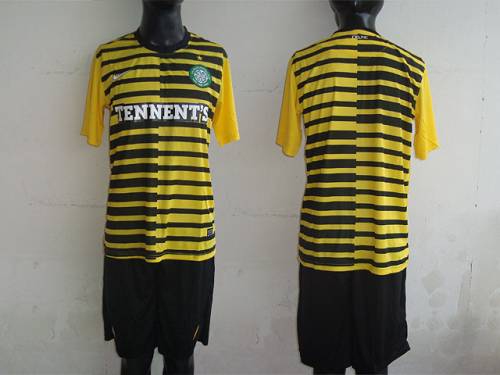 Celtic Blank 2011/2012 Yellow Black Strip Soccer Club Jersey