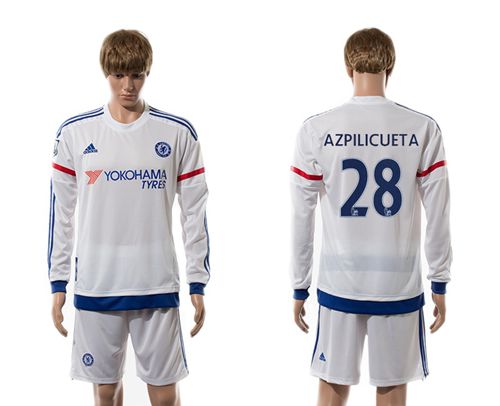 Chelsea #28 Azpilicueta Away Long Sleeves Soccer Club Jersey