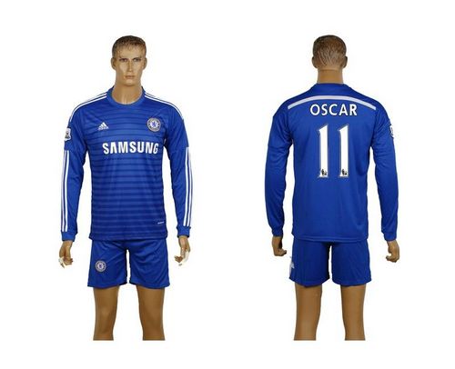 Chelsea #11 Oscar Home Long Sleeves Soccer Club Jersey