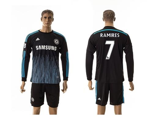 Chelsea #7 Ramires Away Long Sleeves Soccer Club Jersey