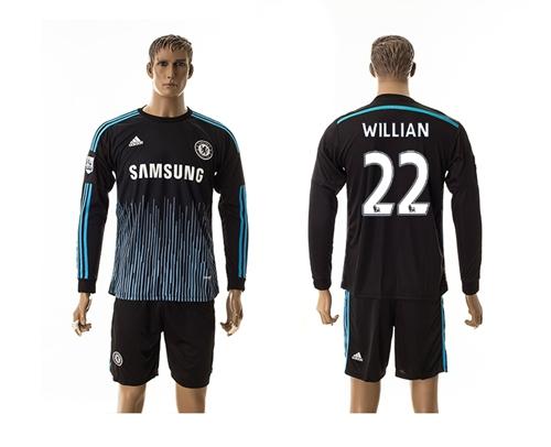 Chelsea #22 Willian Away Long Sleeves Soccer Club Jersey