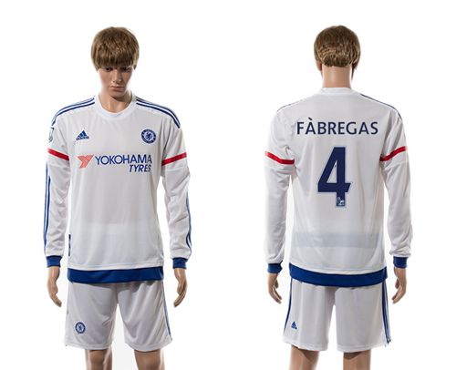 Chelsea #4 Fabregas Away Long Sleeves Soccer Club Jersey