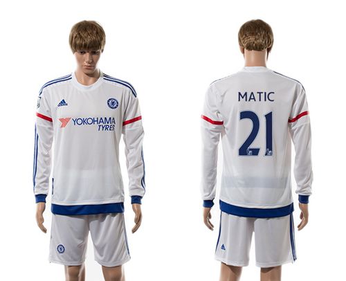 Chelsea #21 Matic Away Long Sleeves Soccer Club Jersey