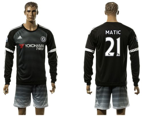 Chelsea #21 Matic Black Long Sleeves Soccer Club Jersey