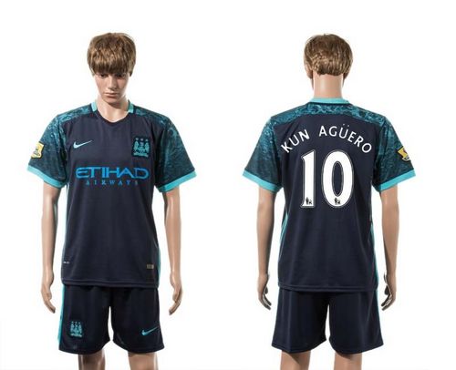 Manchester City #10 Kun Aguero Away Soccer Club Jersey