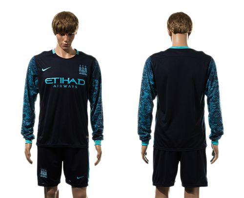 Manchester City Blank Away Long Sleeves Soccer Club Jersey