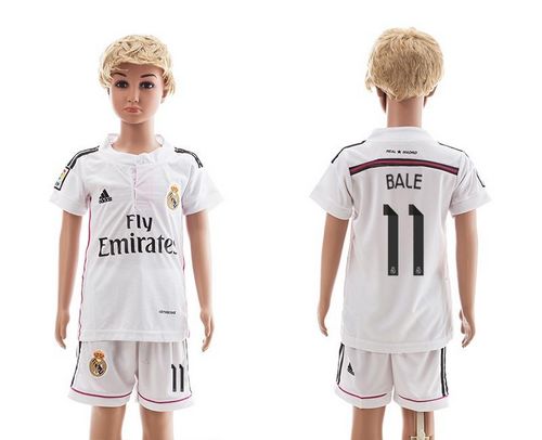 Real Madrid #11 Bale White Home Kid Soccer Club Jersey