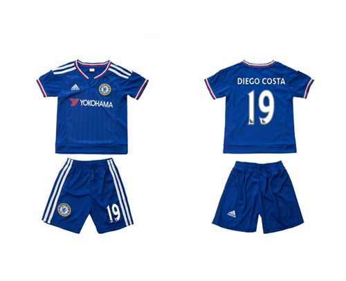 Chelsea #19 Diego Costa Blue Home Kid Soccer Club Jersey