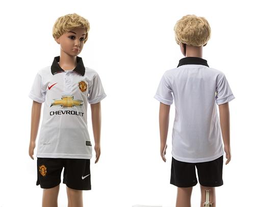 Manchester United Blank White Away Kid Soccer Club Jersey