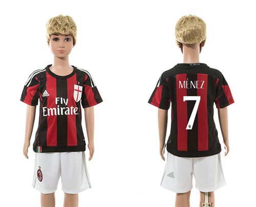 AC Milan #7 Menez Home Kid Soccer Club Jersey