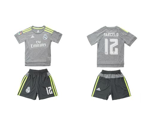 Real Madrid #12 Marcelo Grey Kid Soccer Club Jersey