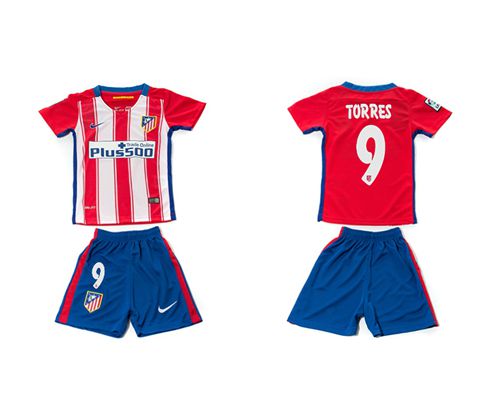 Atletico Madrid #9 Torres Home Kid Soccer Club Jersey