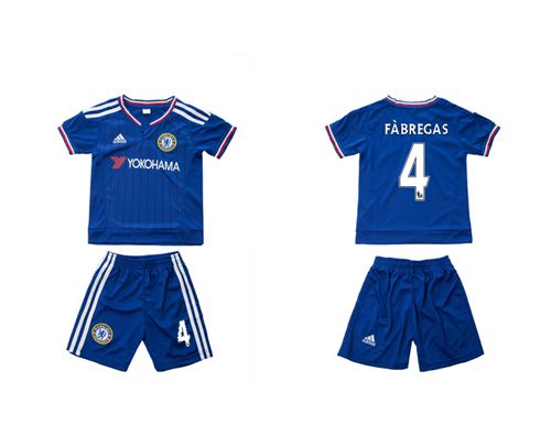Chelsea #4 Fabregas Blue Home Kid Soccer Club Jersey