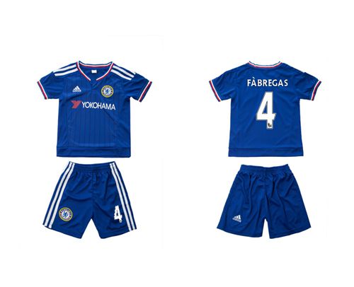 Chelsea #4 Fabregas Blue Home Kid Soccer Club Jersey