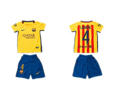 Barcelona #4 I.Rakitic Away Kid Soccer Club Jersey