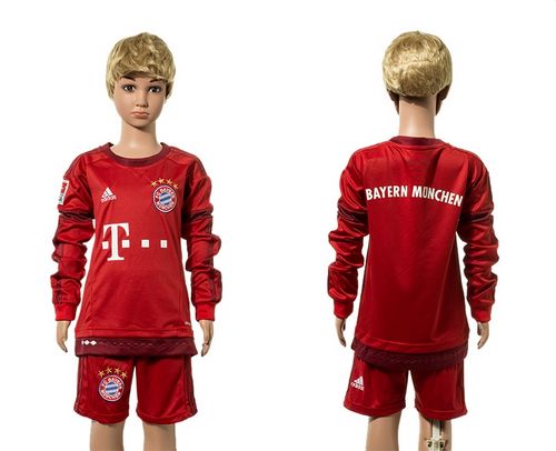 Bayern Munchen Blank Home Long Sleeves Kid Soccer Club Jersey